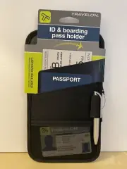 Passport ID and Boarding Pass Holder Black Crossbody Hands Free New