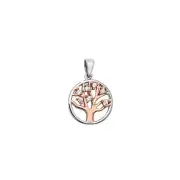 Sterling Silver CZ Rose Gold Tree Of Life Pendant