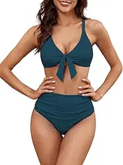 [ZAFUL] Women Bikini Swim Suits Swimwear for Women 2024 Tummy Control Ruched High Waisted Bikini Two Piece Bathing Suit…