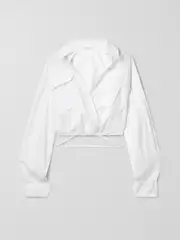 [A.L.C.] A.L.C. - Corbin Cropped Wrap-effect Cotton-poplin Top - White - US4 US 4 White