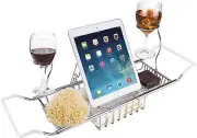 Stainless Steel Bathtub Caddy Tray Bath Tub Racks Shower Organizer Book Holder