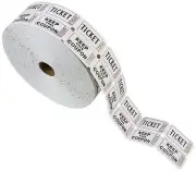 PM Company Double Deposit One, Keep One Ticket Roll, White, 1 Roll of 2000 Tick