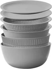 Like-it Colander Bowl, Microwave Safe, Colander&Bowl Gray, 6-piece set