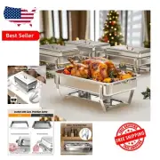 9QT Stainless Steel Chafing Dish Set - Buffet Ready, 4 Pack with Lid Holders