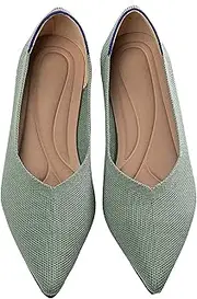 [MACHSWON] Women’s Ballet Dressy Flats Pointed Toe Knit Dress Shoes Slip On Casual Foldable Ballerina Walking Shoes