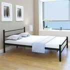 Bed Frame Black Metal Double Size Modern Stylish Durable Bedroom Furniture 47487