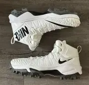 Nike Force Savage Pro Shark PM Football Cleats White Black 923306-101 Size 11.5
