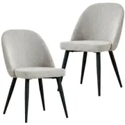 Erin Dining Chair Set of 2 Fabric Seat with Metal Frame - Quartz