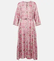 ['S Max Mara] 'S Max Mara Fulvia printed silk maxi dress UK 12 pink