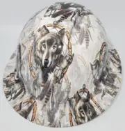 New Full Brim Hard Hat Custom Hydro Dipped Wolf Dream Catcher. Free Shipping