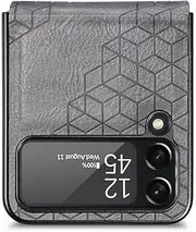 [Klapber] Fold Case for Samsung Galaxy Z Flip4 Phone Case for Galaxy Z Flip 4 Premium Leather Case [3D Cropping] with Kickstand Anti-Collision TPU Silicone Cover for Samsung Z Flip4, T5