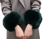 [Tngan] Winter Faux Fur Arm Warmers Short Furry Wrist Band Ring Cuff for Women