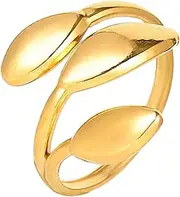 [Holibanna] Elegant Metal Leaf Ring Adjustable Open Ring Small Size Fashion Accessory for Women
