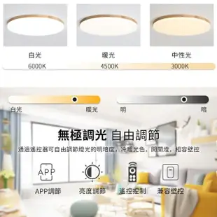 【Ligk萊客】LED吸頂燈 APP原木燈72W三色遙控無極調光(吸頂燈/LED臥室燈/LED客廳燈/圓形吸頂燈)