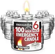 100 Hour Candle Pack of 6, Emergency Candles for Power Outages, Hurricane Storm Survival, and Camping, Liquid Long Burning Candles, Bulk Emergency Candle Supplies