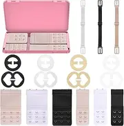 [Anydzz] Bra Strap Clips, Women Bra Clips and Bra Straps Holder, Bra Extender 2 and 3 Hooks for Full Cup Size - Black, White & Nude, Multi