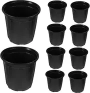 FONDOTIN 10 Large Nursery Pots Set Plastic Planting Trays Drainage Holes for Seedlings Succulents Waterproof Outdoor Planter Boxes