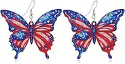 [ONCOFAN] American Flag Earrings for Women and Girls, Independence Day 4th of July Drop Dangle Earrings Patriotic Hook Earrings Fashion Jewelry