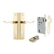 Iver Stirling Door Lever Handle on Stepped Backplate Entrance Kit Key/Key