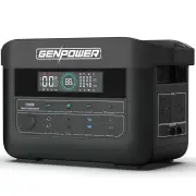 GENPOWER 1200W Portable Lithium Power Station 1075Wh LiFePo4, Multiple Voltage Output, 15W Wireless Charger, Ideal for Camping, Home Backup and Power