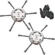 Universal Steel Wire Grass Trimmer Head, 2025 New String Trimmer Replacement Head, 6 Inch Weed Brush Cutter Wacker Blade with Adapter, Weed Remover Tool Pro for Electric Cordless Trimmers(6 Blades,2pc