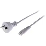 Doss 2m 240V AC IEC-C7 Round FIG8 2 Pin Plug with Socket White