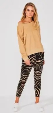 BNWT $89 Cartel and & Willow Kenji Comeback Pants Taupe Zebra Black Jogger S 8