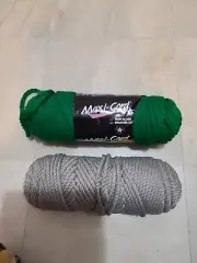 (2) Maxi-Cord Twisted Polypropylene Green and Gray Macrame Cords 100 yds/6mm