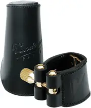 Leather Ligature and Cap for Alto Saxophone, Black