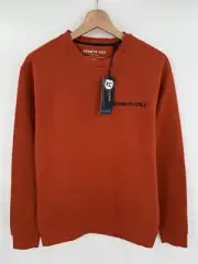 NEW Kenneth Cole Sweatshirt Fleece Men’s Size Small Embroidered Logo Orange