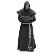 S-5xl Renaissance Monk Clergy Habit Scapular Friar Costume Religious Saint Gown Robe Men Priest Hood Cowl Halloween Outfit White XXL