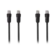 2x Crest 1.5m Dual Shield Male TV Antenna Cable Coaxial Connector For HDTV Black