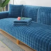 Sectional L Shape Sofa Cover Pure Color Dutch Velvet Couch Cover 3 2 4 1 Seater Nordic Modern Sofa Slipcover Quilted Non-Slip Four Seasons Plush Furniture Protector