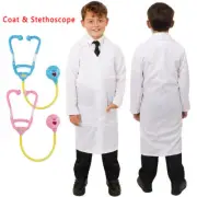 Kids Lab Coat Dcotor Scientist School Fancy Dress & Stethoscope