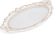 GRIRIW Elegant Vintage Mirror Makeup Organizer Tray for Jewelry Perfumes and Accessories for Dresser Bathroom and Wedding Decor Photo Prop Display