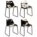 Dining Chair 4 pcs Genuine Goat Leather Multicolour Steel Legs Ergonomic Design