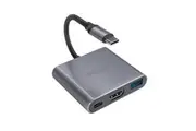 Philex 3-in-1 PC USB-C Male To USB-C HDMI Female Hub w USB 3.0 Adapter Dongle