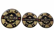 Double Sided Heavy Dealer Button, Small Blind, & Big Blind Poker Buttons NEW USA