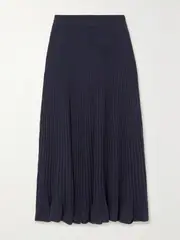 [Arch4] Arch4 - + Net Sustain Libra Ribbed Cashmere Midi Skirt - Navy - medium medium Blue