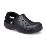 New CROCS Womens BAYA LINED FUZZ-STRAP CLOG 206633-060 WHITE BLACK US W 6 - 9
