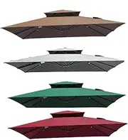 CPAUPCUVGN 10x10ft Cantilever Umbrella Replacement Canopy Square Double Top Layer Parasol Replacement Canopy Outdoor Table Umbrella Canopy for Market Garden Deck(Red)