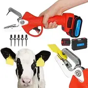 Electric Ear Tag Pliers, Livestock Identification Tool, with Suitcase + Battery, 5 Ear Tag Needle, 1 Second Marking, Saving Time+ Effort,for Cattle, Sheep, Pigs, Cow,A