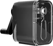 Neoreser Manual Sharpener, Pencil Sharpener with Crank, Manual Pencil Sharpener with Container for Children, Artists, Students, Office (Black)