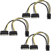 EMSea 3Pcs Dual SATA Power to 6Pin Cable SATA to PCI-E Power Adapter Cable Sata Power Extension Cable Electrical Accessories 20cm