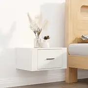 Wall-Mounted Bedside Cabinet High Gloss White 50x36x25 cm Bedroom Storage