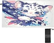 Amooorous Cartoon Margay 4th of July Independence Day Towels Beach Theme 31" x 70" Quick Dry and Lightweight Large Beach Towels for Kids & Adults