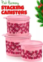 Tupperware Pink Harmony Stacking Canister Set 3pc Set