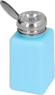 Liquid Dispenser Pump, 200ML Press Type ESD Safety Anti Static Stainless Steel Lid Dispenser Pump Bottle Anti Backflow Small Portable Solvent Dispenser for Acetone, IPA Solvent, Oil(Blue)