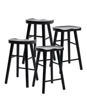 [La Bella] 4 Set Kitchen Dining Wooden Bar Stool 65cm in Black