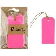Neon Pink Kraft Paper Gift Tags (Pack of 12)